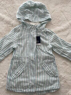 SALE! NWT GAP Kids Hooded Jacket Light Blue Stripes Size 5T